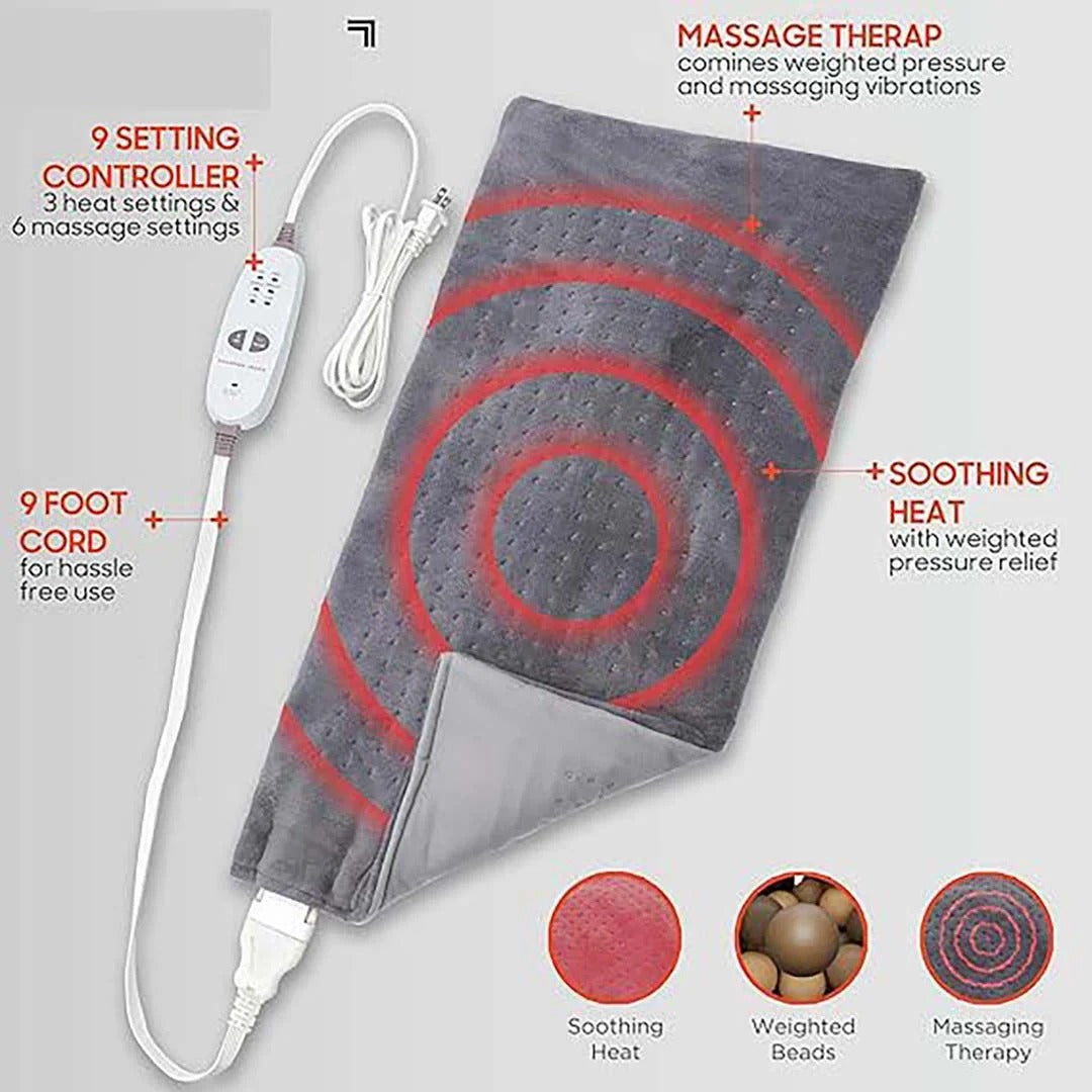 Sharper Image Weighted Heating Pad with Massage – 6 Settings